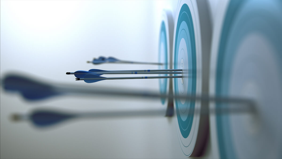 arrows in target bullseyes in blue hues